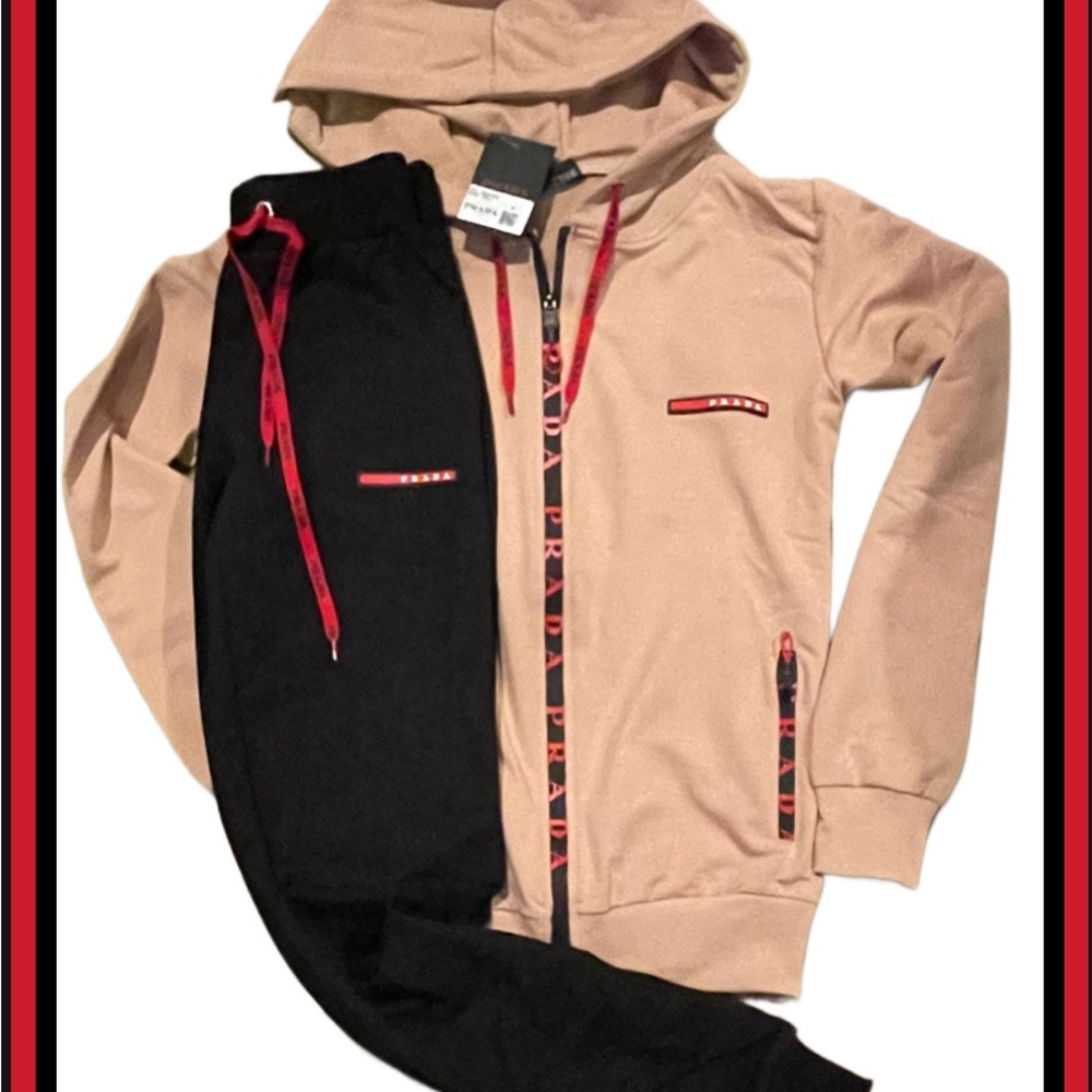 NEW 2PC SET PRADA ZIP HOODIE & JOGGERS OUTFIT TRACK SUIT 2 colors COMFY NICE!